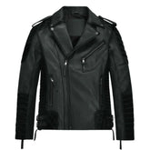 Men Charcoal Quilted Leather Jacket