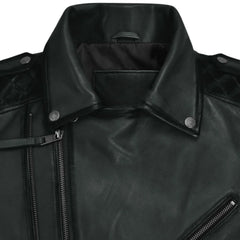 Men Charcoal Quilted Leather Jacket