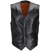 Men Classic Ashwood Black Leather Vest