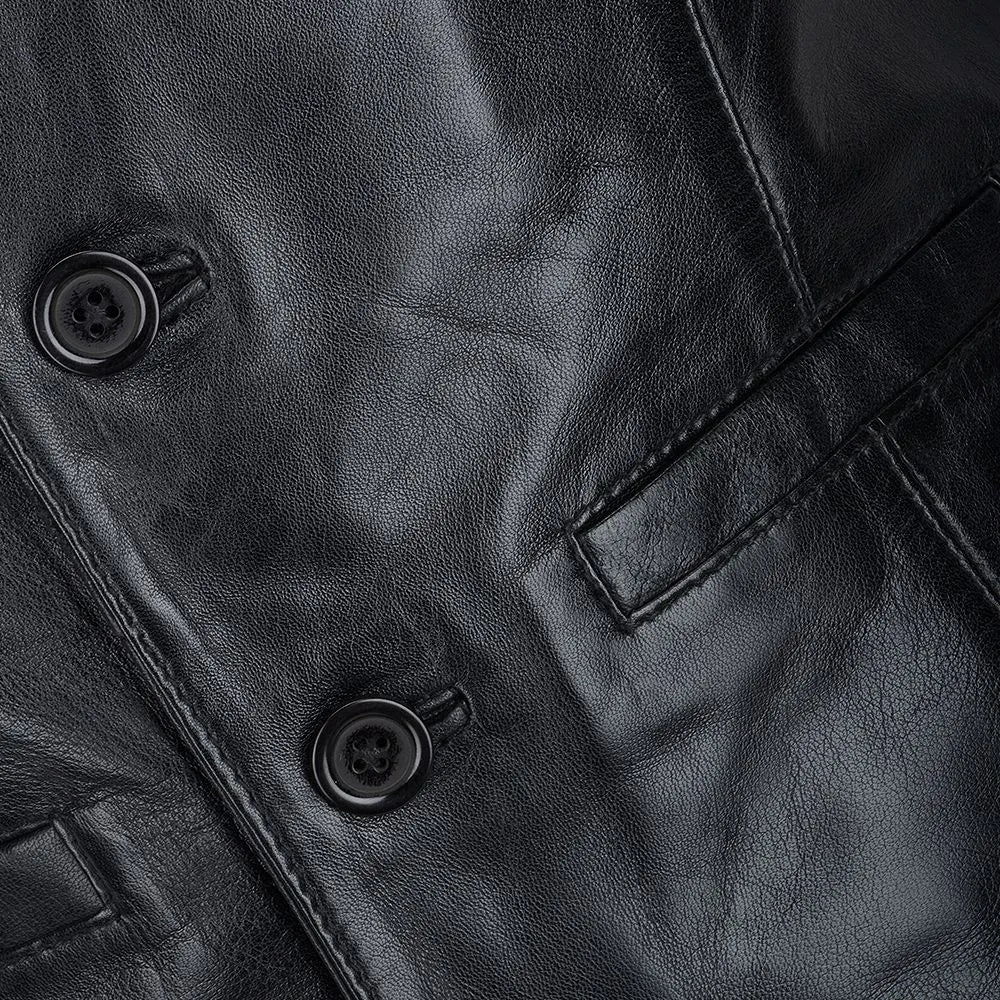 Men Classic Ashwood Black Leather Vest