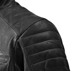 Men Classic Black Quilted Leather Jacket