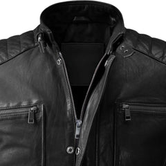Men Classic Black Quilted Leather Jacket