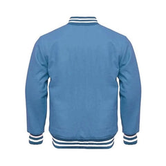Men Classic Blue Fleece Varsity Jacket