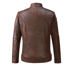 Men Classic Brown Quilted Leather Jacket