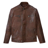 Men Classic Brown Quilted Leather Jacket