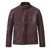 Men Classic Burgundy Quilted Leather Jacket