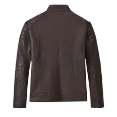 Men Classic Dark Brown Quilted Leather Jacket