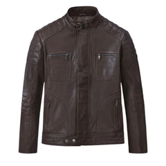Men Classic Dark Brown Quilted Leather Jacket