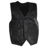 Men Classic Leather Black Genuine Leather Vest