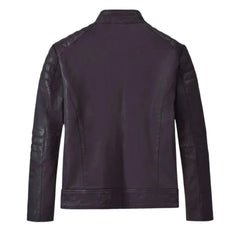 Men Classic Purple Quilted Leather Jacket