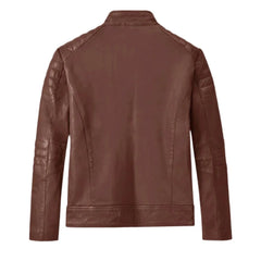 Men Classic Tan Quilted Leather Jacket