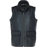 Men Classic Zip-Up Hand Made Black Leather Vest