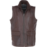 Men Classic Zip Up Light Brown Leather Vest