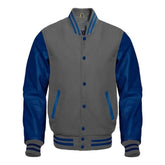 Men Grey and Blue Varsity Jacket