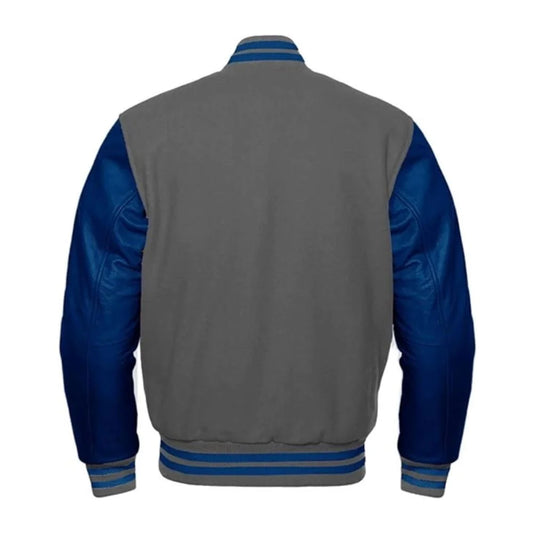 Men Grey and Blue Varsity Jacket