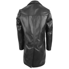 Men Jimmy Black Leather Long Length Coat