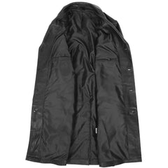 Men Jimmy Black Leather Long Length Coat