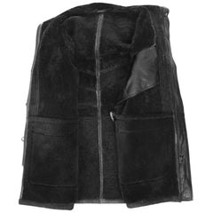 Men's Leather Black Winter Duffle Coat