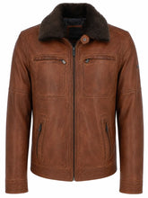Men's Leather Detachable Collar Jacket, front view