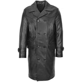 Men Leather Long Length Black Leather coat