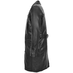 Men Leather Long Length Black Leather coat