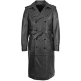 Men Leather Long Length Shoulder Epaulettes Coat