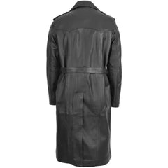 Men Leather Long Length Shoulder Epaulettes Coat