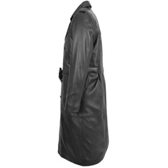 Men Leather Long Length Shoulder Epaulettes Coat
