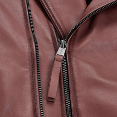 Men Lighter Maroon Quilted Leather Jacket