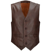 Men Mid Brown Leather Vest