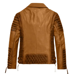 Men Mustard Quilted Leather Jacket