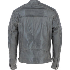 Men Premium Leather Gray Vintage Biker Jacket