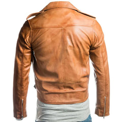 Men Tan Classic Brando Leather Jacket