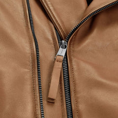 Men Tan Quilted Leather Jacket