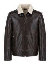 Men's Teddy Lining Casual Leather Jacket, front view
