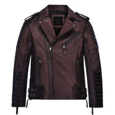 Men Maroon Quilted Leather Jacket