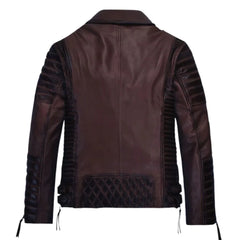 Men Maroon Quilted Leather Jacket
