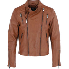 Men 90s Brown Leather Jacket