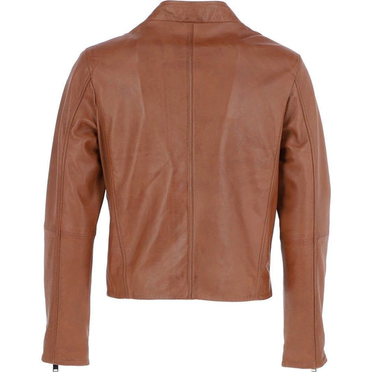 Men 90s Brown Leather Jacket