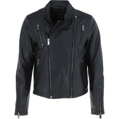 Men 90s Black Leather Jacket