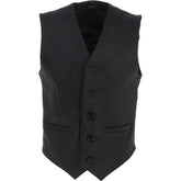Men's Black Diamond Stitched Leather Vest
