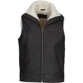 Men Black Winter Shearling Leather Vest