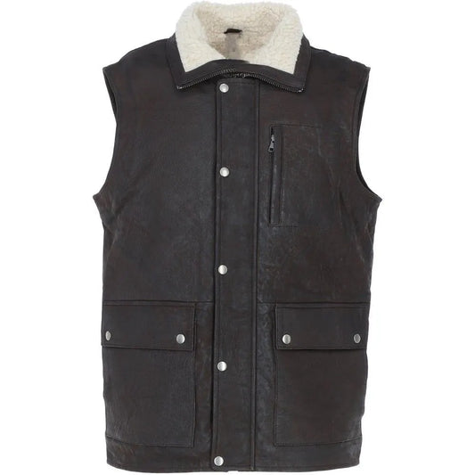 Men Brown HandMade Genuine leather Vest