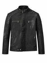 Men Classic Black Quilted Leather Jacket Front