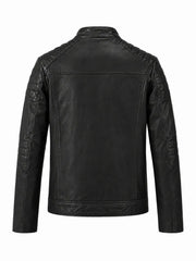 Men Classic Black Quilted Leather Jacket Back