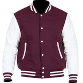 Men Maroon And White Varsity Jacket