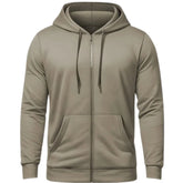 Men Modern Taupe Full-Zip Hoodie