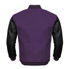 Men Purple Varsity Jacket with Black Sleeves