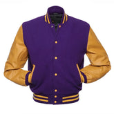 Men Purple and Golden Varsity Jacket
