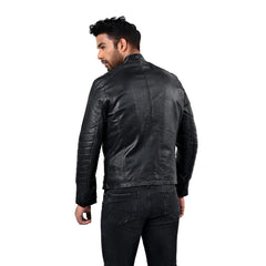 Men's Asymmetrical Black Leather Jacket